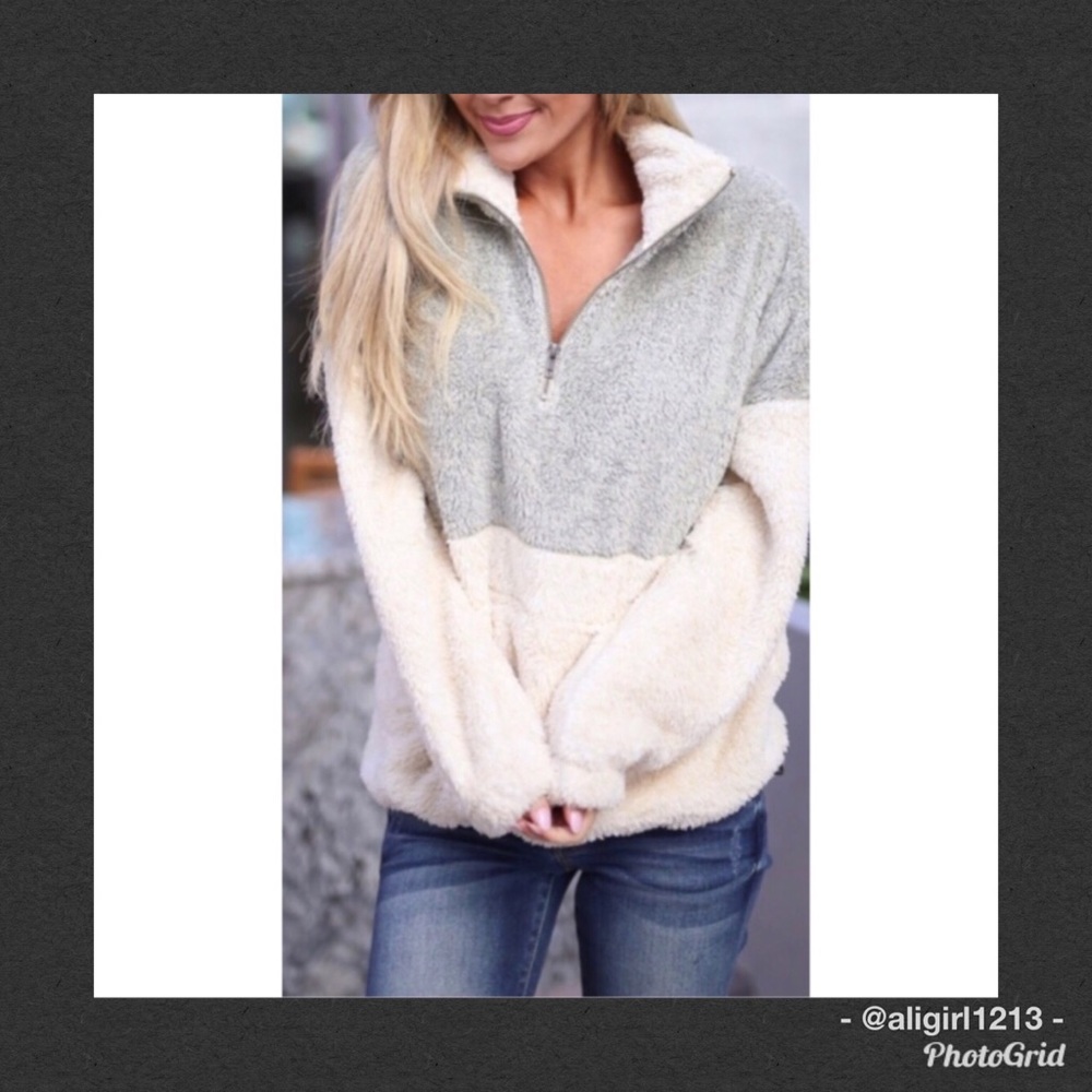 LAST 2 - Taupe & Cream Pullover - Picture 2 of 3